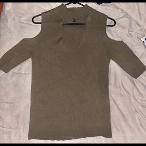 EXPRESS open shoulder Cut Out Mock Neck Top